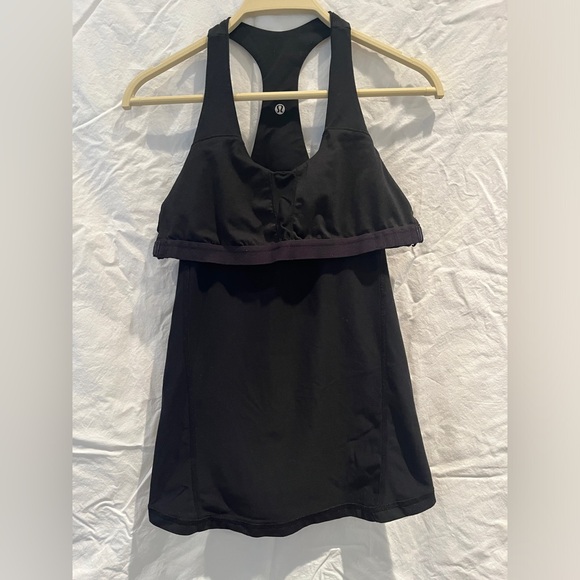 Lululemon Black Scoop Neck Racerback Tank Top Built in Bra Women’s - Picture 3 of 6
